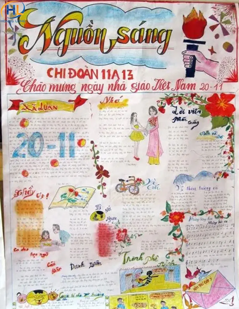 30 mẫu báo tường tri ân thầy cô ngày 20/11 đẹp, ấn tượng và ý nghĩa