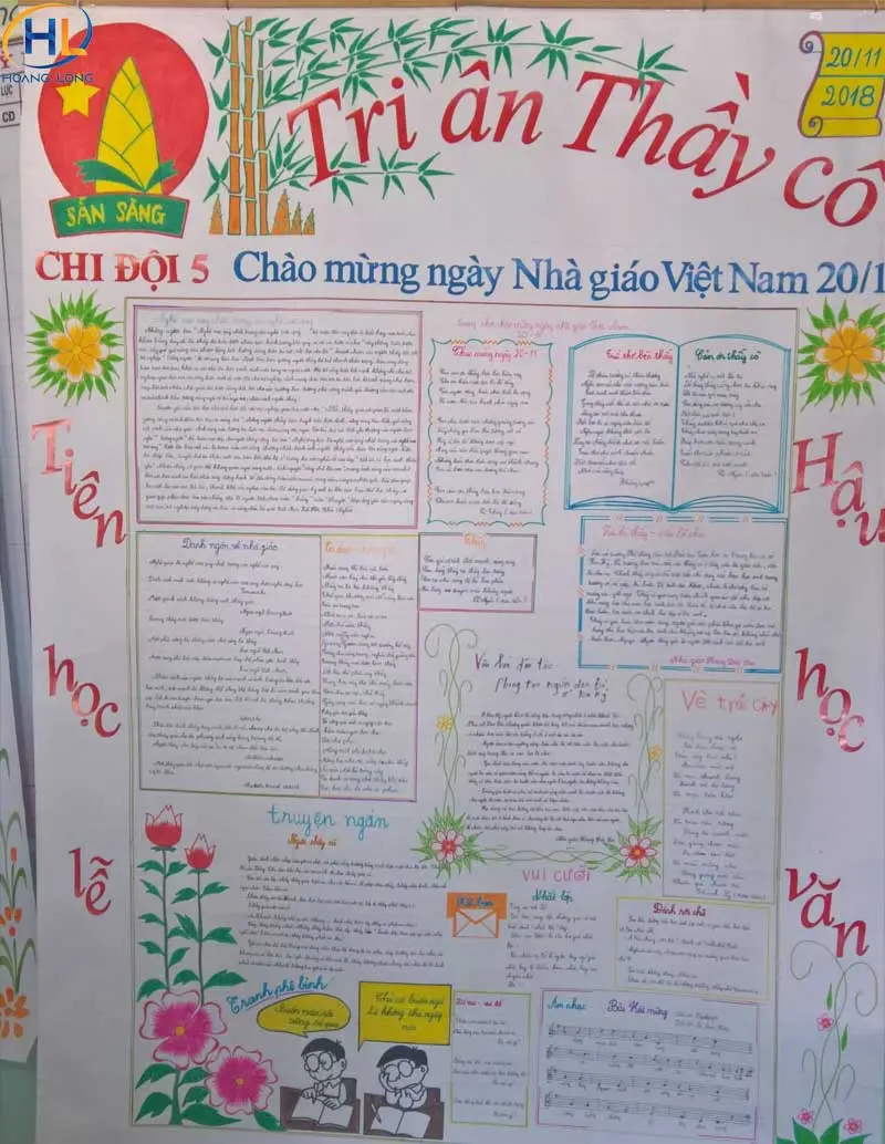 30 mẫu báo tường tri ân thầy cô ngày 20/11 đẹp, ấn tượng và ý nghĩa