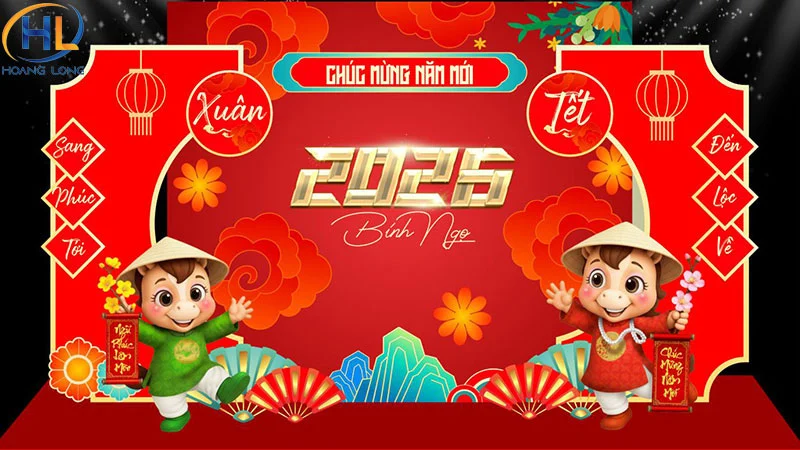 Backdrop tất niên chủ đề Tết Bính Ngọ 2026